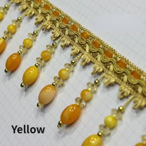 2M DIY Curtain Tassel Upholstery Crystal Beaded Fringe Trim Pendant Ribbon Lace - Picture 1 of 25