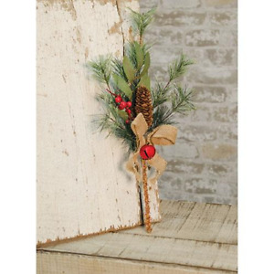 Brush Pine with Red Bells 16" Faux Pick