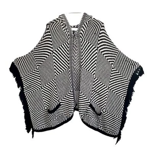 Poncho tejido con flecos Anthropologie Southwest cárdigan capa chal talla única - Imagen 1 de 11
