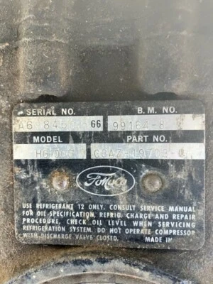 1963 FORD 1964 FORD GALAXIE MUSTANG FALCON A/C AIR COMPRESSOR PUMP C3AZ-19703-C - Image 1 of 4