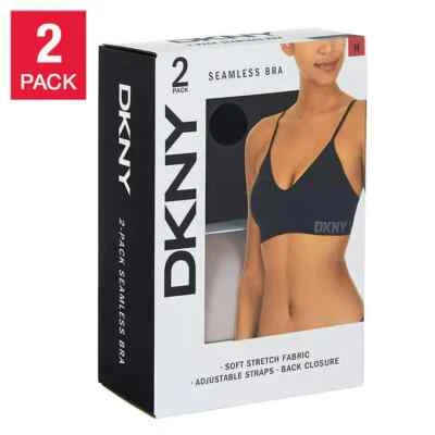 NWT DKNY Women's Seamless All Day Two Pack Bra Black/Sand Size Large $50 JJJ42 - Image 1 of 4