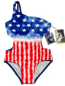 Girl’s Art Class One Piece Swimsuit USA Flag Bathing Suit Size Small (6/7) NWT - Picture 1 of 2