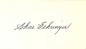 Charlie Chas. Gehringer Autographed / Signed 3x5 Card - Picture 1 of 1