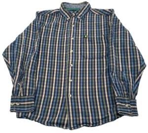 John Deere Mens Medium Long Sleeve Button Up Striped Flannel 100% Cotton Shirt - Picture 1 of 9