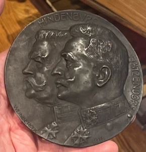 Hindenburg Hotzendorf Austrian Medal 1916 Weinberger 123mm WhiteMetal - Picture 1 of 5