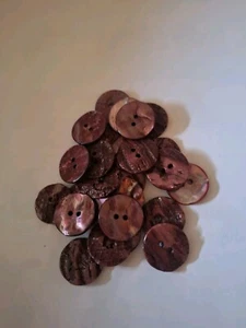10 echte Perlmutt Muschel Knöpfe farbig rötlich schimmernd ca. 23 mm Konvolut - Bild 1 von 2