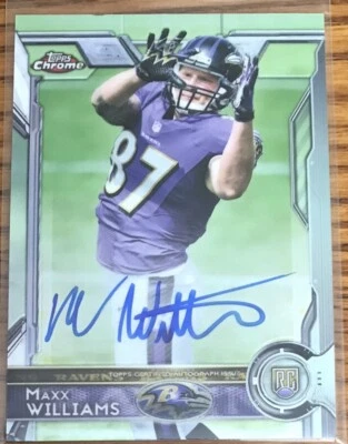 2015 Topps Chrome Rookie Autographs Maxx Williams #165 Baltimore Ravens - Image 1 of 2