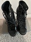 Free People Jeffrey Campbell Wm Palermo Heel Black Lace Up Boot Size 8.5 Leather