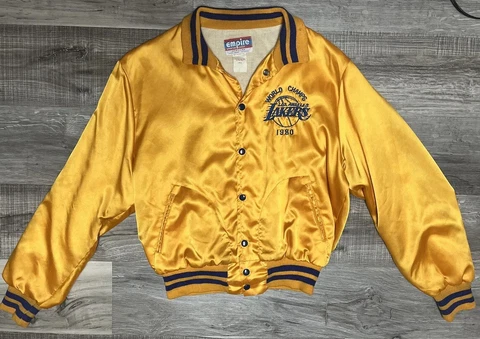 Vintage 1980s World Champs LA Los Angeles Lakers Jacket Satin Made In USA size L Cover