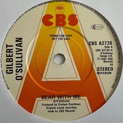 Gilbert O’Sullivan - Bear With Me - 7” Vinyl Single Promo - Image 1 of 3