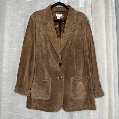 Chaqueta Blazer Abrigo Deportivo Oris Gamuza Cuero Botones Madera Marrón Para Hombre Talla 20 XL Foto 1 de 4
