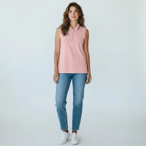 Allyson Whitmore Golf Womens 1X Pink Sleeveless Zip Neck Polo Shirt - Picture 1 of 9