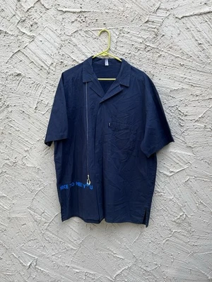 Moschino Mens Short Sleeve Camp Shirt Size XXL Dark Blue Cotton Nice To Meet You - Image 1 of 4
