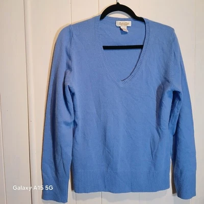 Peck & Peck 毛衣女士 L 桃色羊绒套衫长袖 V 领女式 — 第 1/4 张图片