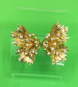 Vintage 50er Jahre Emmons goldfarbene Strass Starburst Runway Clip-On Ohrringe - Bild 1 von 5