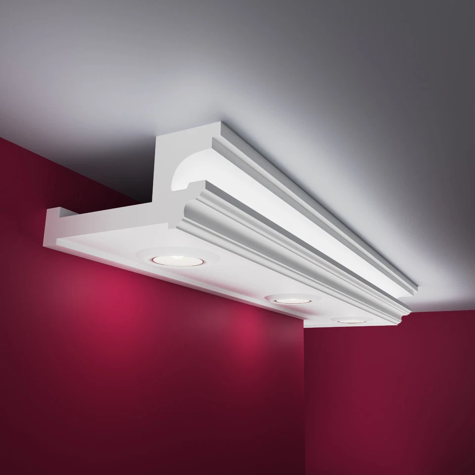 Baguettes en stuc ELHARE spot profil LED bande éclairage indirect lumière XPS... - Photo 1/4