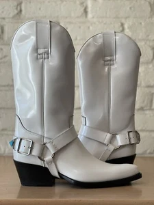 Calvin Klein 205W39NYC RAF Tammy White Western Cowboy Boots Women EU 41 Sz 10.5 - Picture 1 of 15