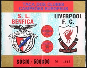 1984 Benfica vs Liverpool FC European Champions Cup Ticket Stub - Picture 1 of 2
