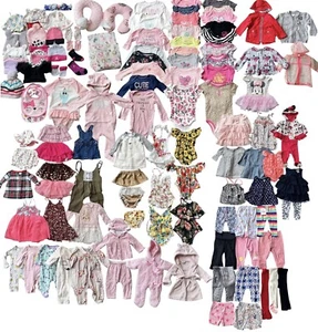 Baby Girl 117 Piece Clothing Bundle Lot Size Newborn To 12 Months - Picture 1 of 12