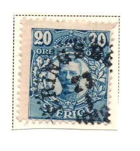 Suecia 1910-1915 Rey Gustavo V 20ore SC: 83 Azul Usado Estampilla Ligeramente Bisagras - Imagen 1 de 1