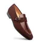 NEW Mezlan Dress SlipOn Shoes Genuine Suede & Ostrich Leather Penny Loafer Brown