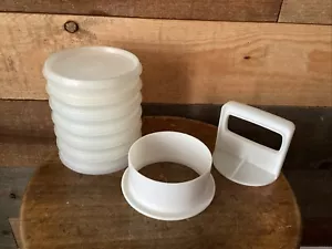 Vintage Tupperware #882 Hamburger Patty Halter (6) - 1 Deckel, Presse & Flansch - T44 - Bild 1 von 7