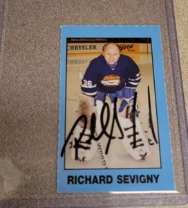 RICHARD SEVIGNY SIGNED VINTAGE MINI OLD-TIMERS HOCKEY CARD GOALIE AUTOGRAPH AUTO - Picture 1 of 2