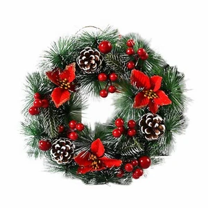 Front Door PVC Unlit Christmas Hanging Wreath - Picture 1 of 4