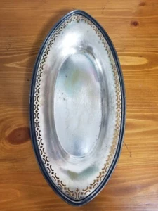 Vintage Silver Taber & Co Silversmiths Plate 12" Oval Serving Tray - Picture 1 of 6