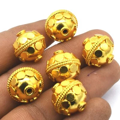 10 PIEZAS CUENTAS BALI COBRE MACIZO 16MM CHAPADO EN ORO 18K B 14 Foto 1 de 4