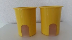 Tupperware 2x 1,2l gelb Vorratsdose Kaffee, Zucker, Kekse Sichtfenster Bingo,Set - Bild 1 von 1