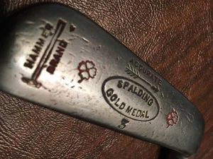 Spaulding Gold Metal Vintage Wood Shaft Hickory Golf Club Very Heavy Head - Picture 1 of 9