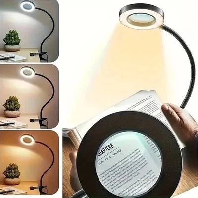 10X LED Magnifier Glass Desk Lamp With Light Stand Clamp Beauty Magnifying Lamp - Image 1 of 4