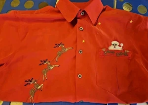 Bamboo Cay Men's Peekaboo Santa Embroidered Shirt Size Small - Picture 1 of 10