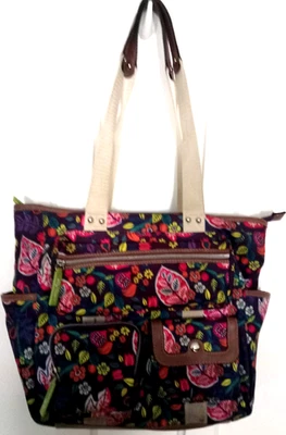 Bolso de Mano LILY BLOOM Negro/Multicolor 3 Secciones Multi Bolsillo 2 Asas Cremallera Superior Foto 1 de 4