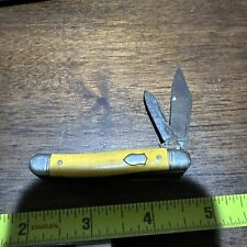 Vintage Imperial 2 Blade Yellow Handle Folding Pocket Knife