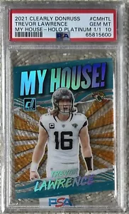 2021 CLEARLY DONRUSS MY HOUSE PLATINUM 1/1 TREVOR LAWRENCE RC PSA 10 BEAUTY - Foto 1 di 3