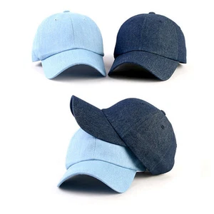 Unisex Mens Womens Plain Solid Color Casual Denim Jean Baseball Cap Trucker Hats - Picture 1 of 8