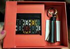 New Ladies Fossil Black Leather Card Holder and Tasselled Key Fob Gift Set Boxed