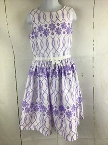 Gymboree Lavender & White Floral Lattice Poly Duppioni Bow Easter Dress Sz. 6 - Picture 1 of 17
