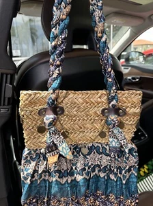 Sun N Sand Woven Hand Carrying Bag Vintage Beach Bohemian Cool Summer Naturally - Picture 1 of 9