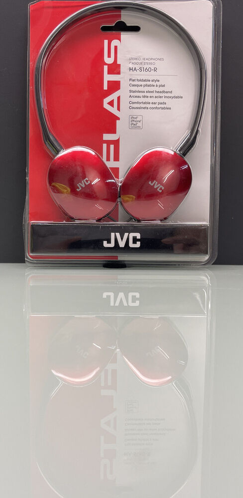 JVC HA-S160R Flat & Foldable Lightweight On-Ear Stereo Headphones (d2)