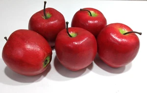 Red Apples Decor Fake Faux Fruit Prop Display 5 Piece Fall Autumn Decorations - Picture 1 of 3