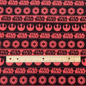 16"H x 44"W Star Wars Rebel & Imperial 100% Cotton Fabric REMNANT Red Black RARE - Picture 1 of 3