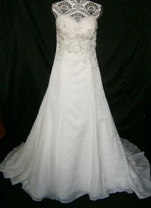 Wtoo Watters Wedding Dress 10 Ivory A-line Strapless Bling Organza NWT $1,299 - Picture 1 of 12