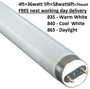 2  x  Branded  Fluorescent  Tubes - T8  Sizes  2ft 18w, 4ft 36w, 5ft 58w,6ft 70w