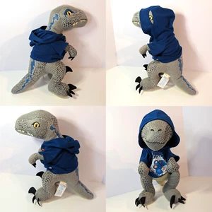 Build A Bear Jurassic Park World Raptor Soft Plush Toy Doll w Blue Dino Hoodie - Picture 1 of 20
