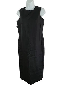 Talbots Kleid Damen Größe 8 Zierlich Schwarz Ärmellos Irisches Leinen Minimalistisch Midi - Bild 1 von 16