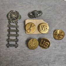 US ARMY Military Collar Disc Insignia Pin Lot of 7 Some Say 1/20 Silver Filled 