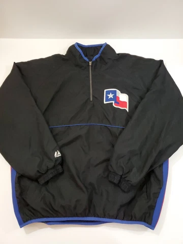 Majestic Size XL Texas Rangers Black Quarter Zip Windbreaker Pullover Cover